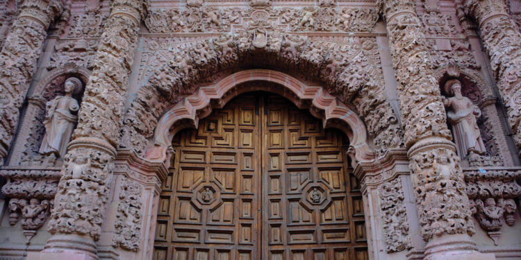 Zacatecas Cathedral door in Mexico