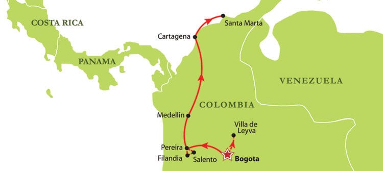 Discover Colombia map Contours Travel