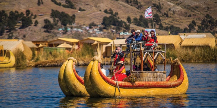 Uros Islands Reed Boats Lake Titicaca Peru Contours Travel