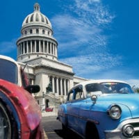 Classic cars in the Capitolio in Havana Cuba Contours Travel