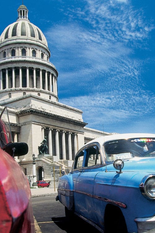 Classic cars in the Capitolio in Havana Cuba Contours Travel