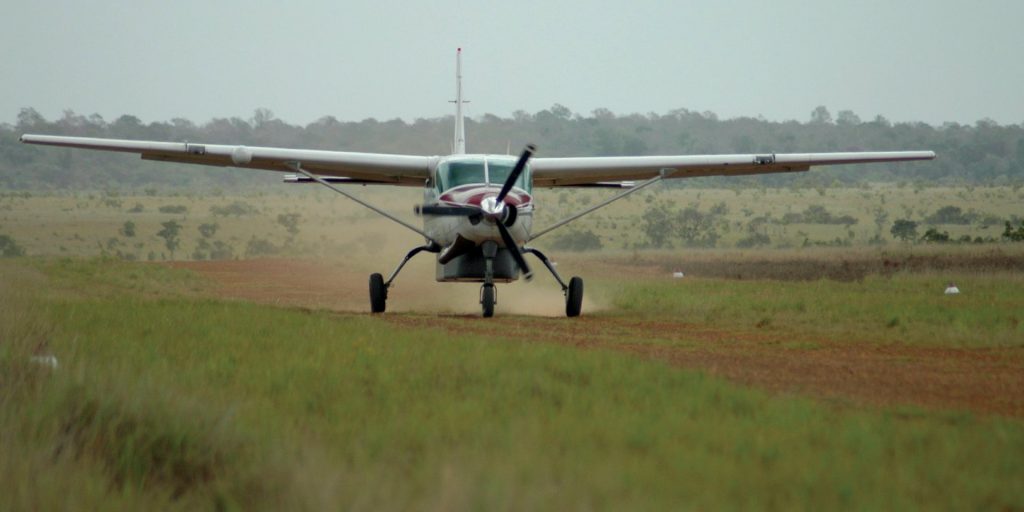 Small plane landing in Guyana