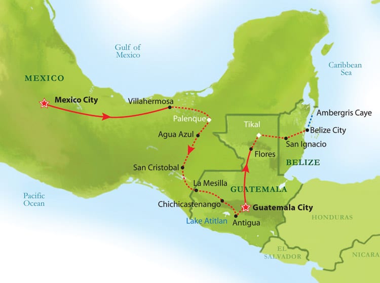 Map_Mundo-Maya | Contours Travel | Experts in tailor-made tours