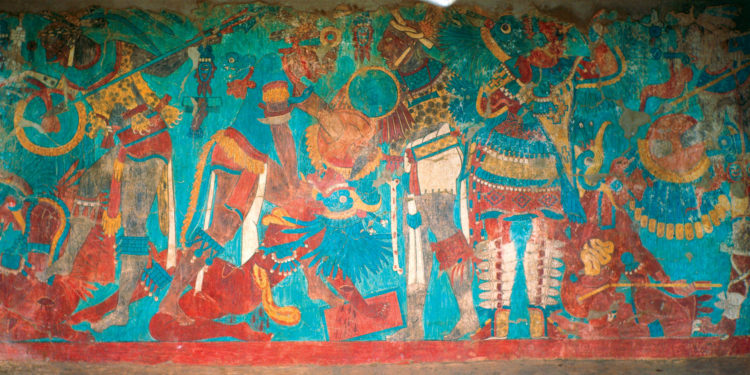 Cacaxtla Mural in Tlaxcala Mexico