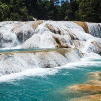 Mexico Chiapas Agua Azul waterfall Contours Travel