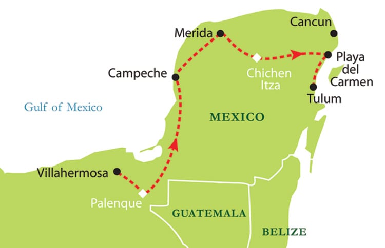 oat travel route of the maya
