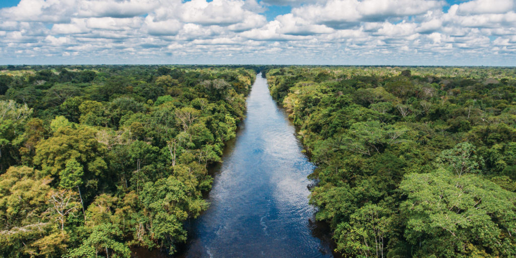 Peru Aqua Aria Amazon River Cruise sky view of the river Contours Travel