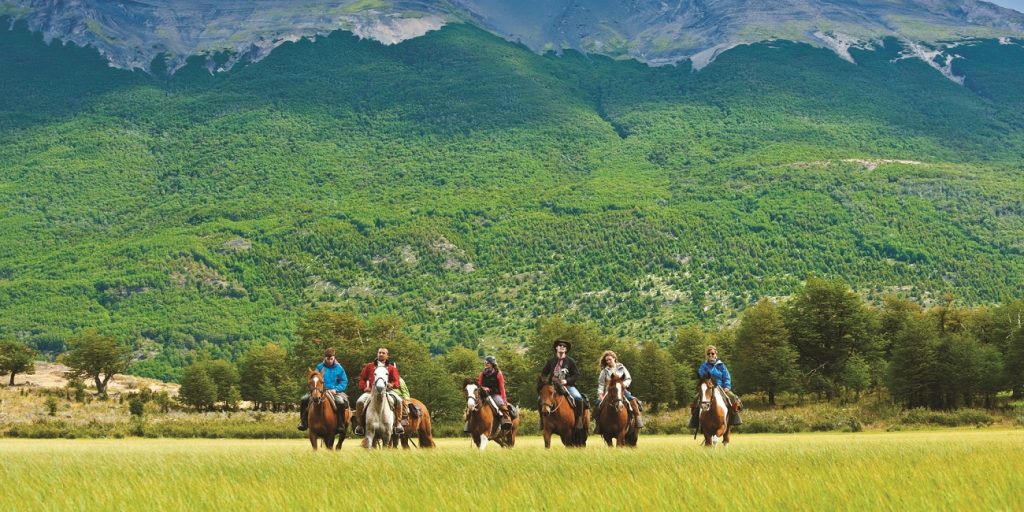 Horseback riding in Patagonia. The Singular Patagonia Hotel, Chile